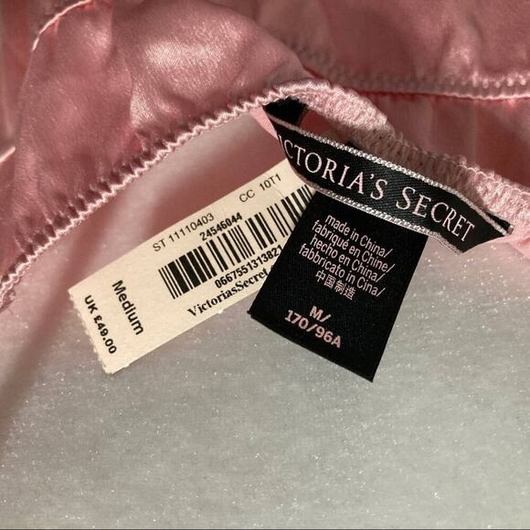 Victoria's Secret Babydoll Nighty size M NWT New Pink Satin Matching T-thong - Picture 2 of 10